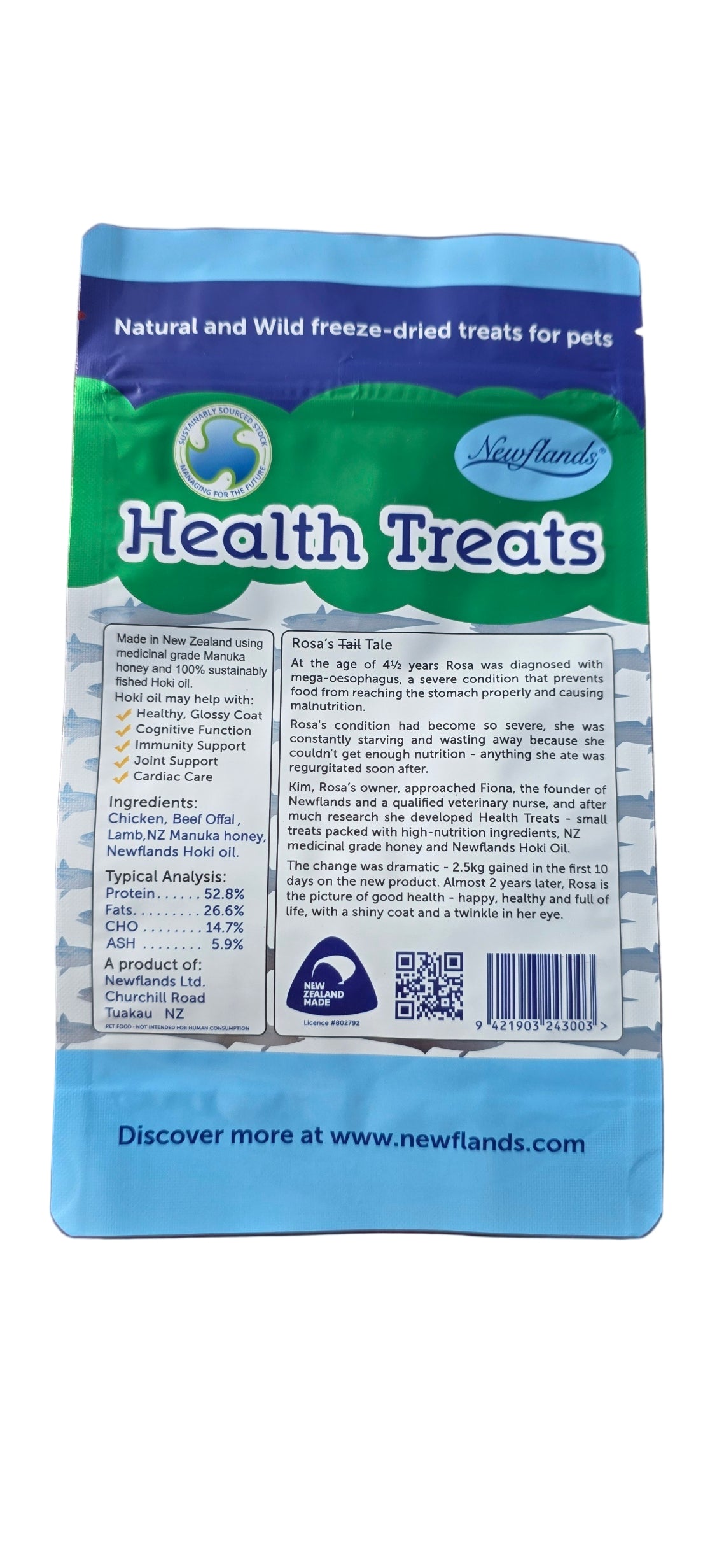 Health treats for dogs and cats manuka honey and Hoki oil